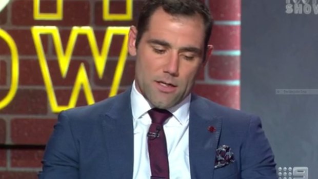 Mystery: Melbourne Storm captain Cameron Smith on The Footy Show on Wednesday night.