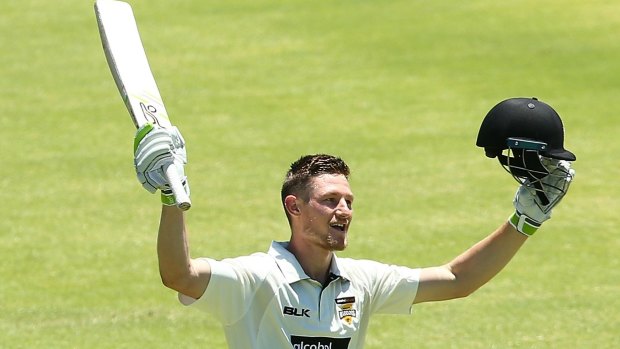 Cameron Bancroft after scoring his 200 for WA... all but assuring his Ashes selection for the upcoing First Test in Brisbane next week.