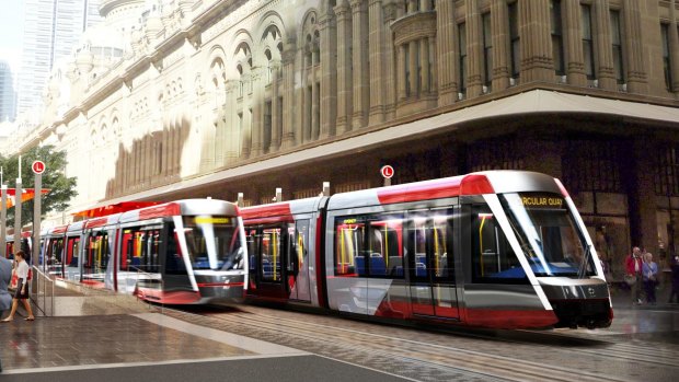 An artist's impression of the light rail line on George Street in Sydney's CBD.