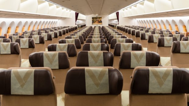 Etihad Airways' economy class on a Boeing 787 Dreamliner.