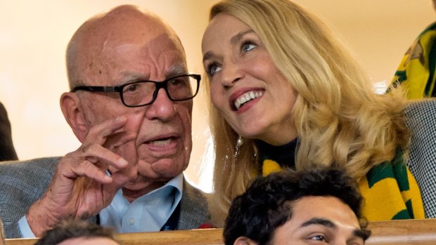 Rupert Murdoch and Jerry Hall at Twickenham on Saturday.