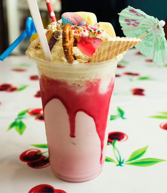 The Pink Cow milkshake.