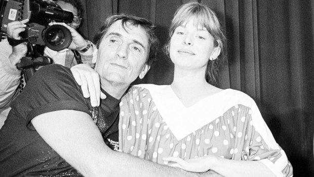 Harry Dean Stanton, left, and German actor Nastassja Kinski at the Cannes Film Festival in 1984.
