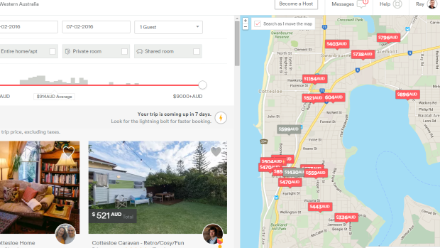 The coastal suburbs have become a hot spot for Airbnb in Perth.