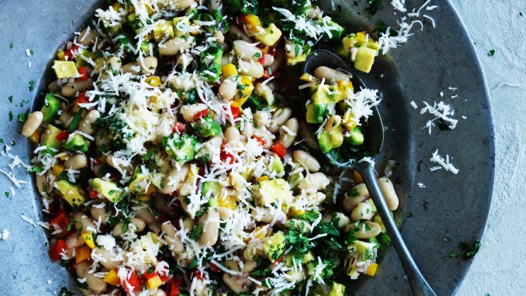 Mexican cannellini bean salad with lime and haloumi recipe-image
