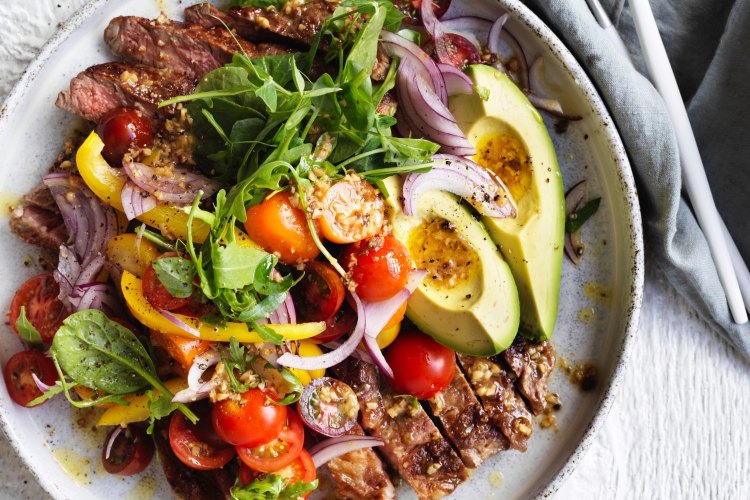 Adam Liaw's steak and avocado salad.