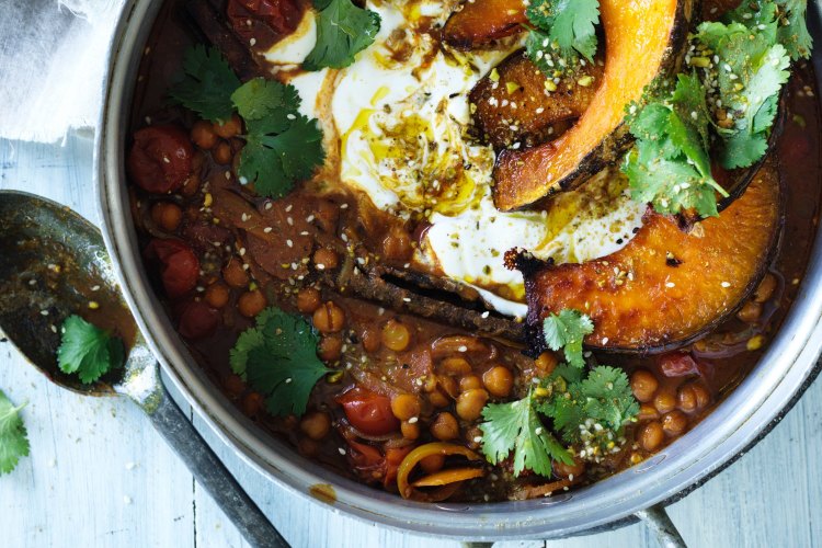 Jill Dupleix's chickpea and pumpkin bake - the most popular recipe for July.