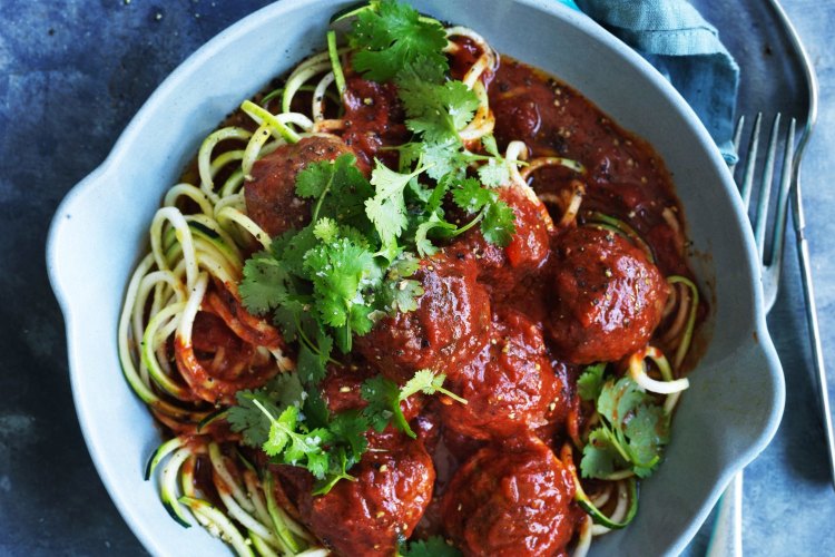 Lamb kofta with zucchini spaghetti.