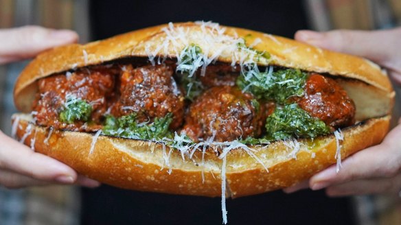 A meatball sub from Rocco's Bologna Discoteca, which has opened during the shutdown.