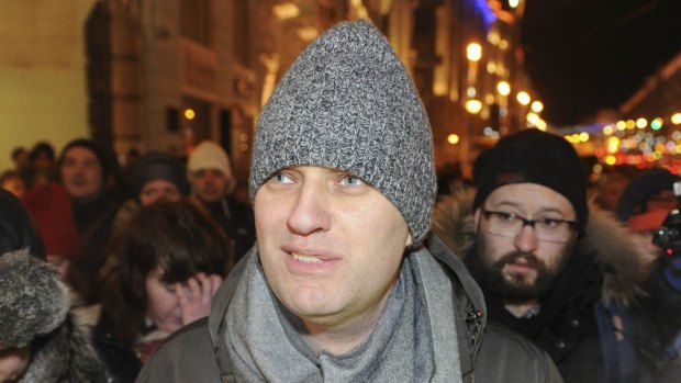 Alexei Navalny on the way to attend the rally in Moscow before his arrest in 2014.