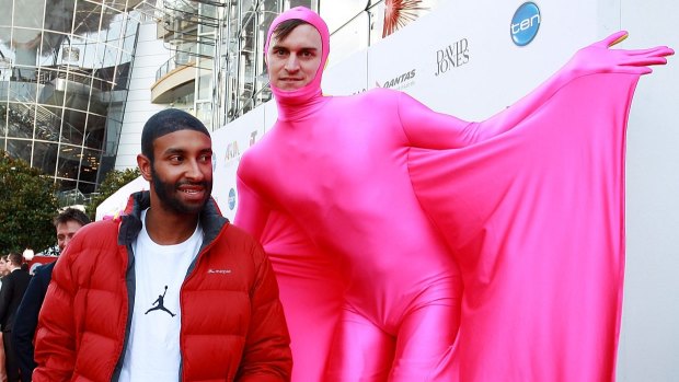 Triple J breakfast hosts Matt Okine and Alex Dyson at the ARIA Awards last year.