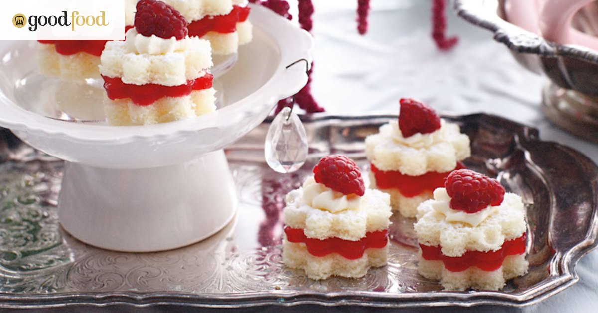 Raspberry cream sponge petits fours