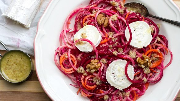 Irena Macri's raw beetroot and carrot salad with goat's cheese.