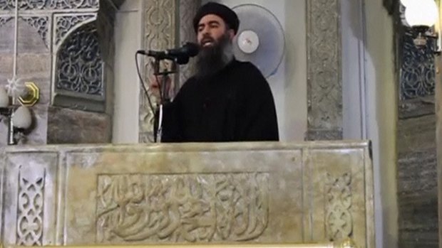 Thought to be wounded and incapacitated, this is an image of the militant leader of Islamic State, Abu Bakr al-Baghdadi, taken from a propaganda video.