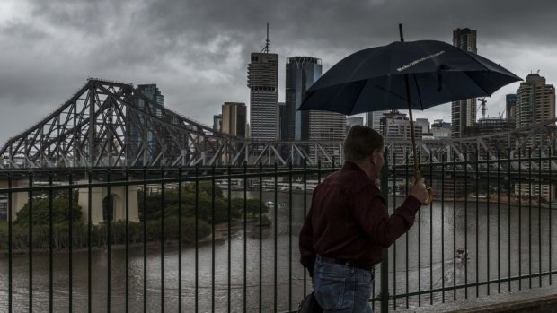 An upper surface trough will dump 10-20 millimetres on Brisbane, with most of the rain predicted to fall on Sunday evening.