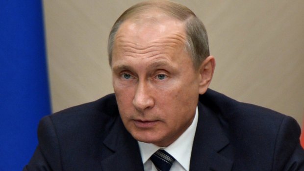 Russian President Vladimir Putin usually appears stern-faced in his condemnations of Western policies.
