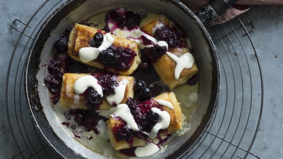 Cheese blintzes with blueberry compote
Recipe by Monday Morning Cooking Club from cookbook Now For Something Sweet.
Photo by Alan Benson
For Good Food 26 May 2020