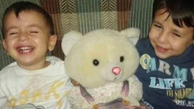 Aylan Kurdi, left, with his brother Galip. Both drowned in their family's attempt to reach Greece. 