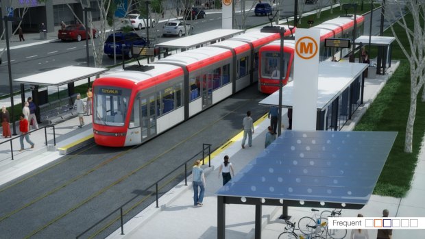 An artist's impression of the planned tram system for Canberra.