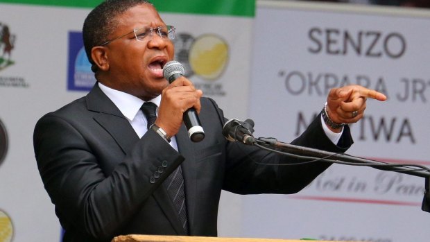 Pep talk: South African sports minister Fikile Mbalula has reminded the Proteas "you are not playing against cows....you are not playing against donkeys" ahead of the Cricket World Cup.