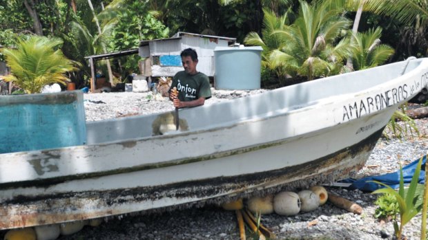 The boat on Ebon Atoll.