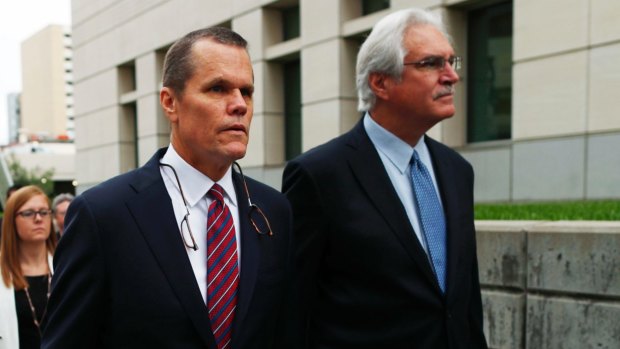 Douglas Baldridge, left, attorney for pop singer Taylor Swift, leads his team into the civil trial.