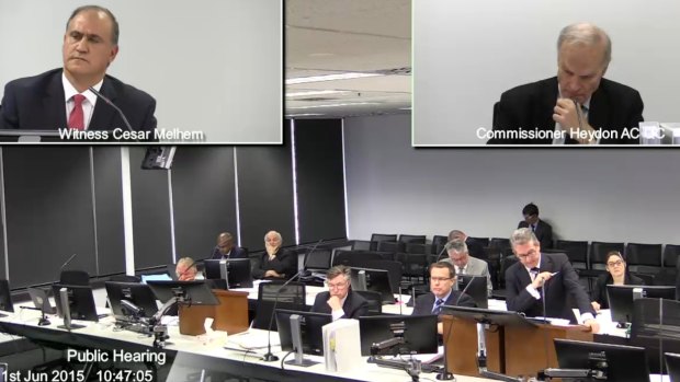 Labor MP Cesar Melhem faces questioning at the trade union royal commission.