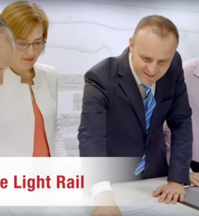 Meegan Fitzharris and Andrew Barr in Labor's television ad.
