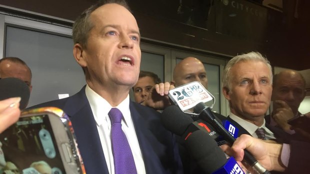 Labor leader Bill Shorten outside the Royal Commission into trade unions on Thursday. Nine hours of questioning often took the form of a political debate on the legitimate role of workplace community representatives.