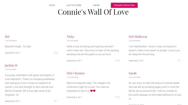 Connie Johnson Tribute Wall, https://loveforconnie.org.au/#leave-a-tribute