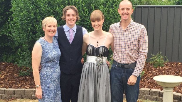 Zoe Marshall with her mother Alison Abernethy, brother Angus and father Rob Marshall in December.