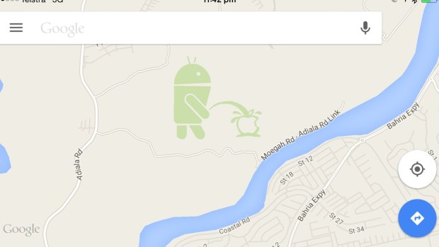 Toilet stop: The small region in Pakistan which was edited to include an image of the Android robot urinating on the Apple logo.