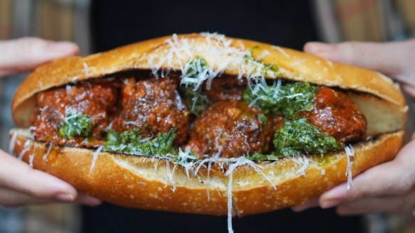 Rocco's signature meatball sub is available at lunch and late at night.