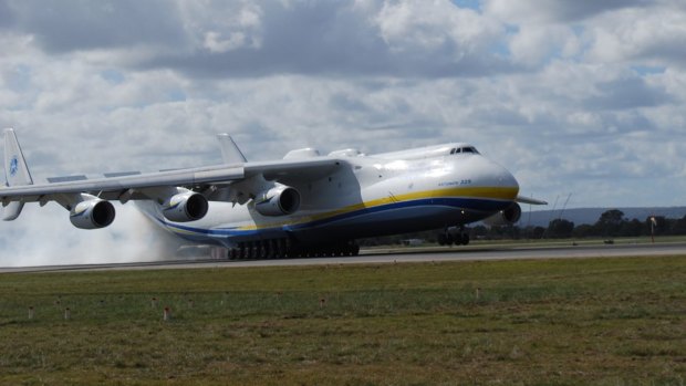 The Antonov An-225 Mriya landing In Perth on Sunday.