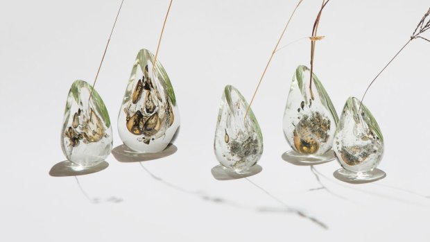 Artist Emilie Patteson experiments with organic material infused in glass.