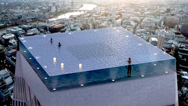 Compass Pools' design for a 360-degree rooftop pool.