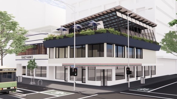 Artist's impression of the extended Good Heavens rooftop bar above Fancy Hank's in Melbourne's CBD.