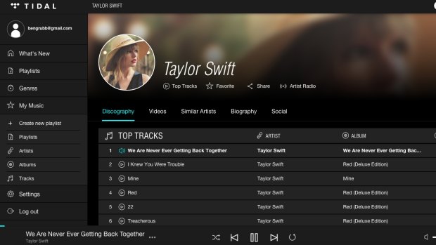 Taylor Swift has much more of her music on Tidal than Spotify.