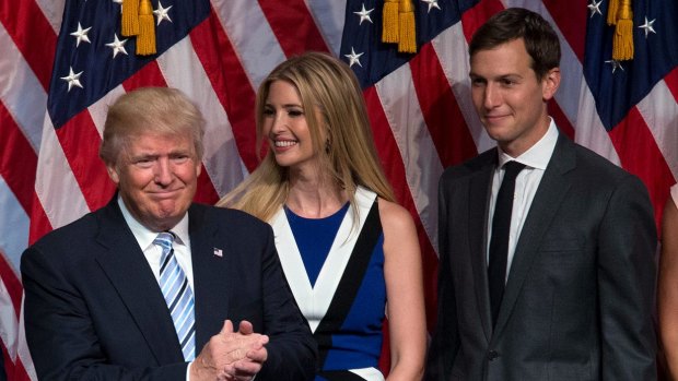 Presidential-elect Donald Trump, with Ivanka Trump and Jared Kushner.