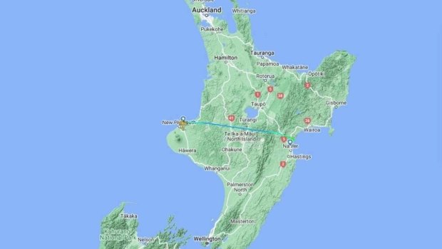 A screenshot from flight tracking site Flightradar24 shows the direct flight from New Plymouth to Napier.