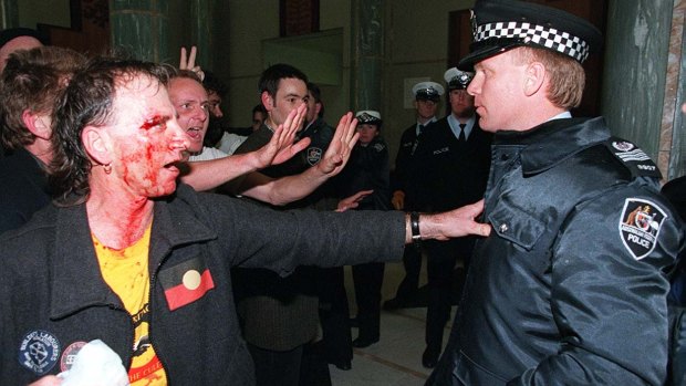 The 1996 Parliament House riot turns bloody.