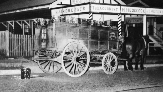 Before Brisbane's sewer system, "nightsoilmen" would collect waste from each house's earth closet in a horse-drawn box.