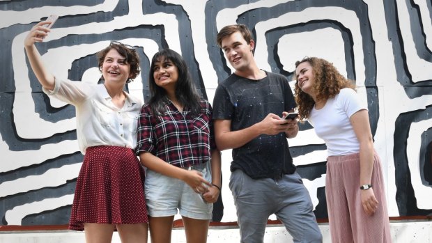 AFTRS students Olivia Gillan, Nivetha Ramkumar, Tamatea Kohu and Nicola Macindoe. They're switched on, but not in the way TV networks might prefer.