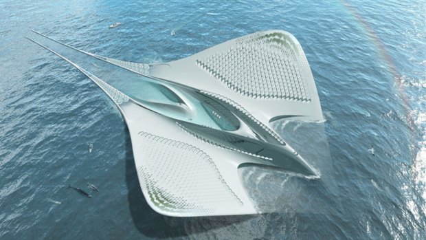 City of Meriens' design is inspired by manta rays. 
