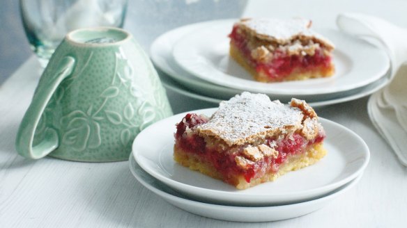 Twice as nice: Raspberry and coconut slice.