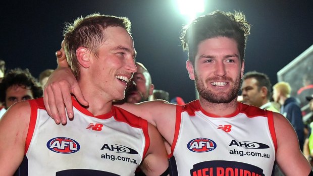 Memorable: It was a night to remember for Melbourne the last time they faced the Crows. 