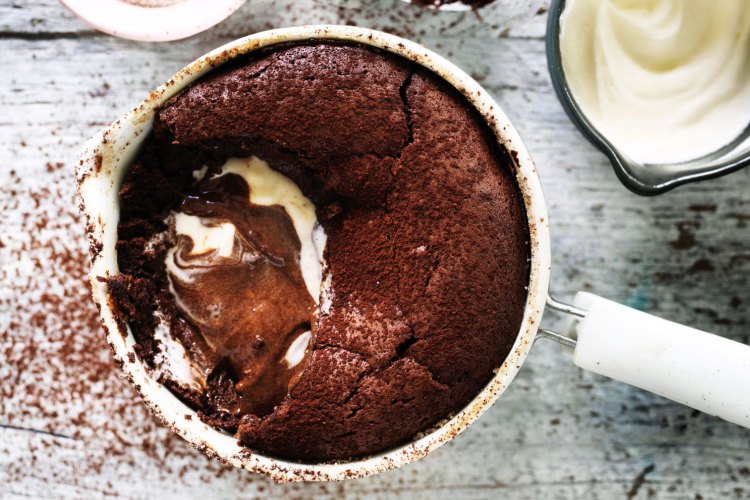 Flourless chocolate and orange puddings.