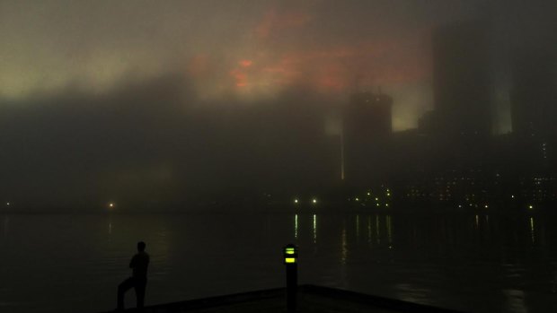 Sydney was covered by a blanket of fog on Tuesday morning.