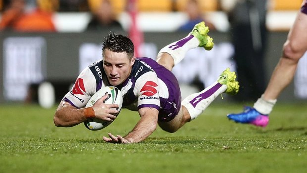 Class act: Cooper Cronk crosses the try line.