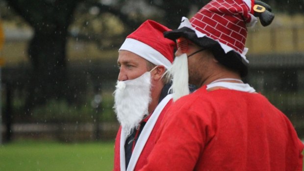 Christmas spirit: Trent Robinson and Jared Waerea-Hargreaves